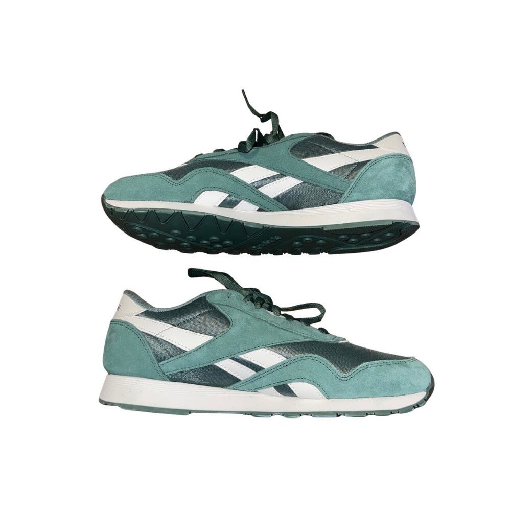 Reebok Green Classic Nylon Vintage Sneakers Suede Upper Size 11 NWT 90s Athletic